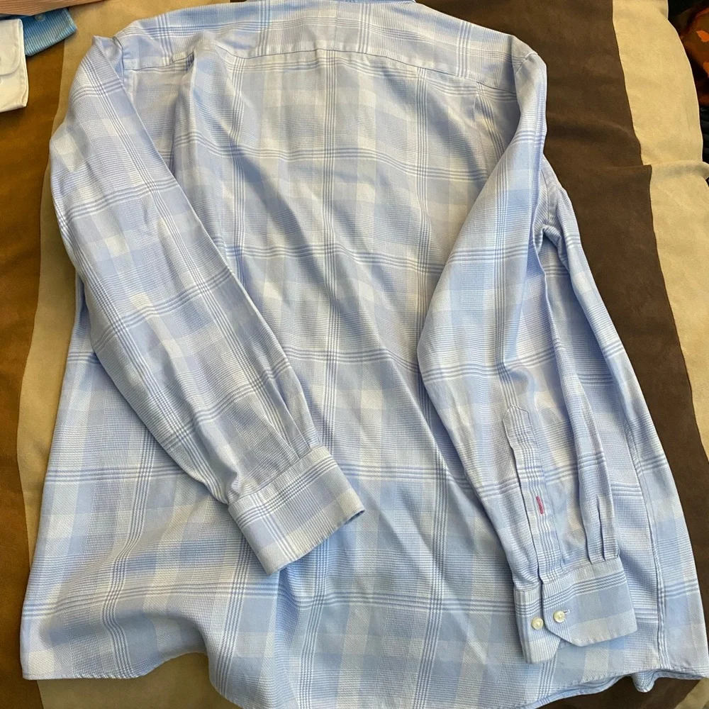 Tommy Bahama Mens Gingham Blue Check Dress Shirt XL 16” 34/35” - Picture 2 of 4